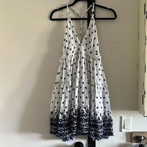 Nordstrom Raga Sun Halter Mini Summer Dress Navy White Size XS